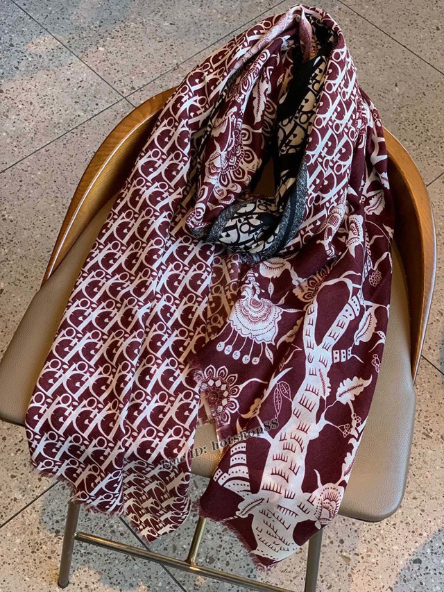 Dior專櫃新款D銀絲拼花紋迪奧客供銀絲羊絨面料長巾 mmyj1632